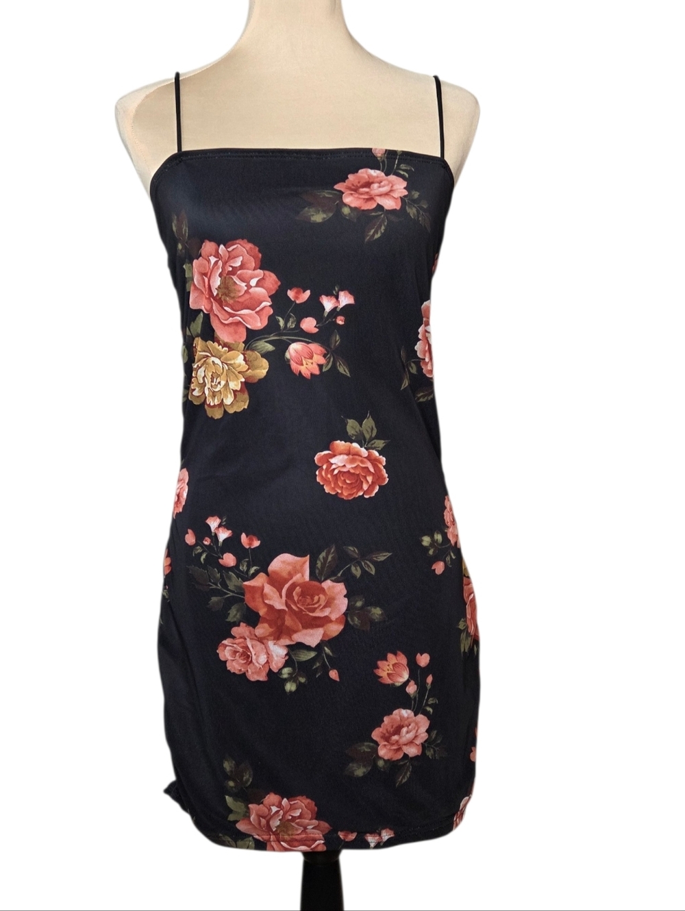 J for Justify Black Floral Mesh Ruched Bodycon Mini Dress Y2K Indie Sleaze Large